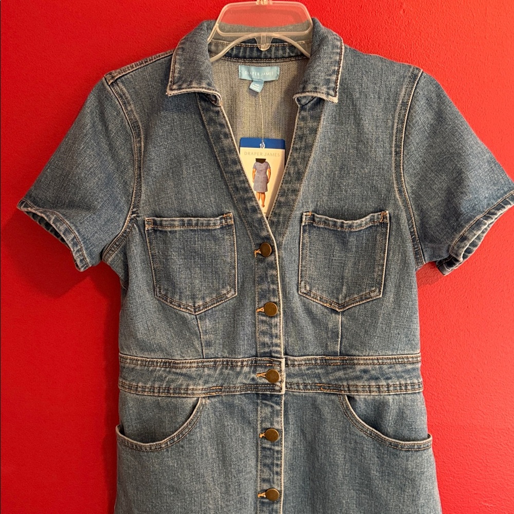 NWT Draper James Denim Fitted Shirt Dress Sz 10 - Picture 4 of 7